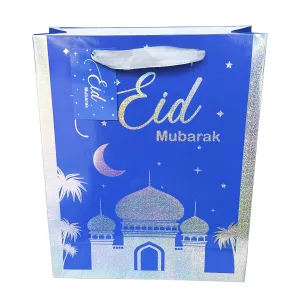 Eid Blue and Silver Silver Star Stamping Foil Gift Bag