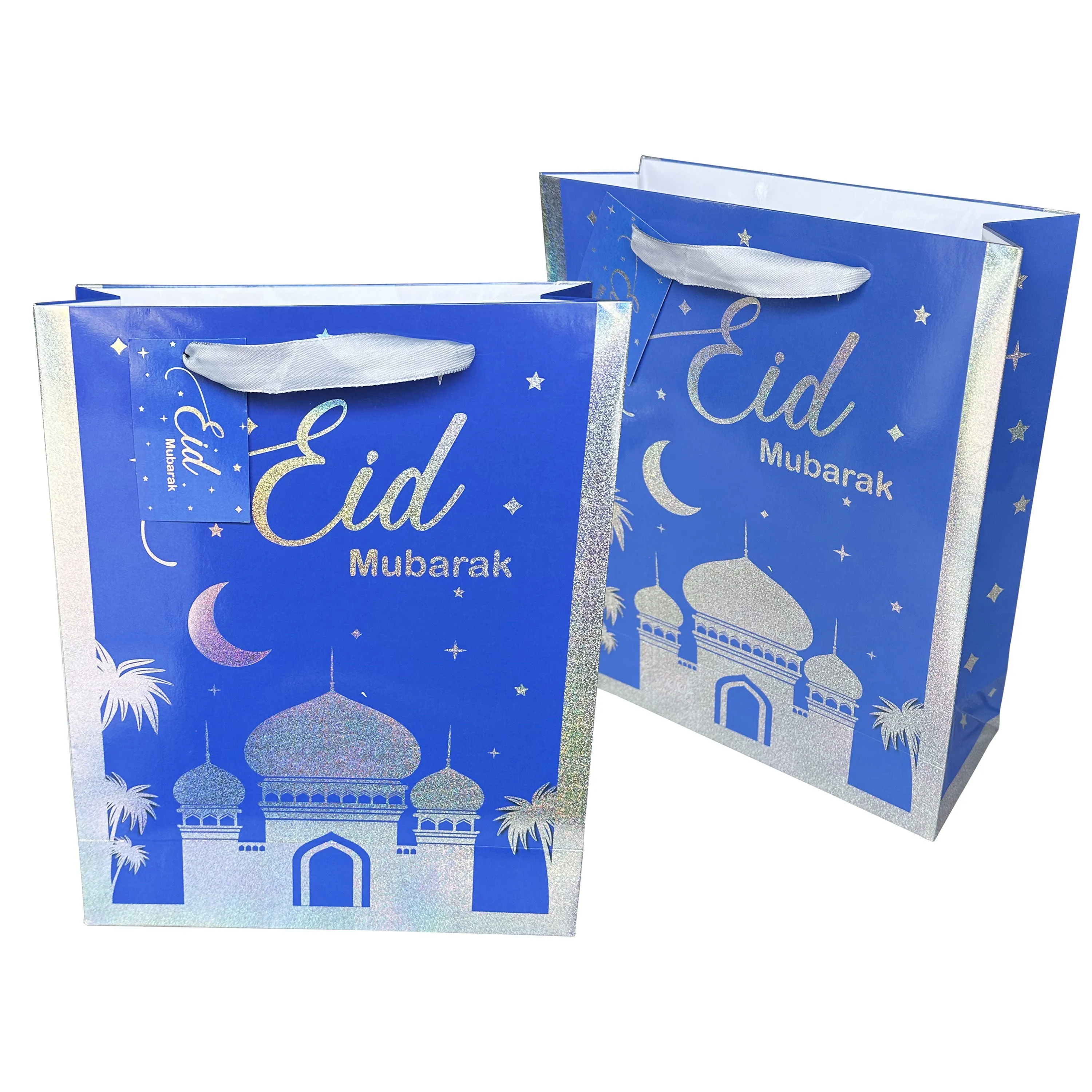 Eid Blue and Silver Silver Star Stamping Foil Gift Bag