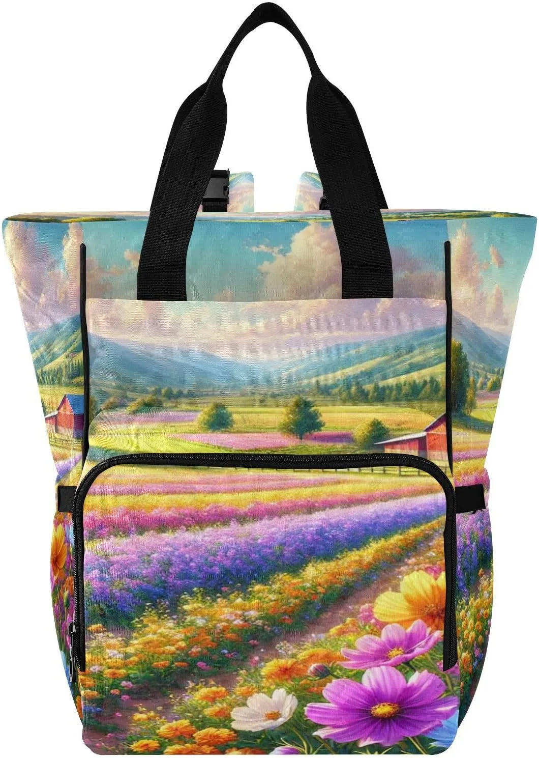 Emelivor Flower Barn Colorful Diaper Bag Backpack Large Capacity with Insulated Pockets Baby Bag Diaper Bags for Boy Girl Travel Mom Women Men