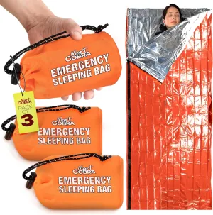 Emergency Sleeping Bag for Survival Gear and Supplies 3-Pack Life Bivy Sack Waterproof Mylar Emergency Blankets for Survival Kit Car Camping Gear Hiking Tac Bivvy Go Bag Supplies Sleep Sacks Shelter