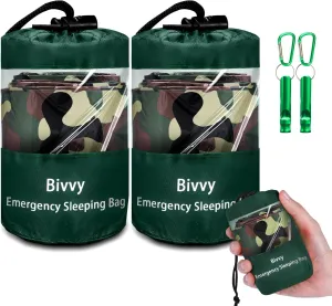 Emergency Sleeping Bag Survival Bag, Cymuber Portable Waterproof Thermal Bivy Sacks Tac Bivvy Bags,Camping Mylar Sleeping Bag Survival Gear Emergency Blankets Survival Shelter