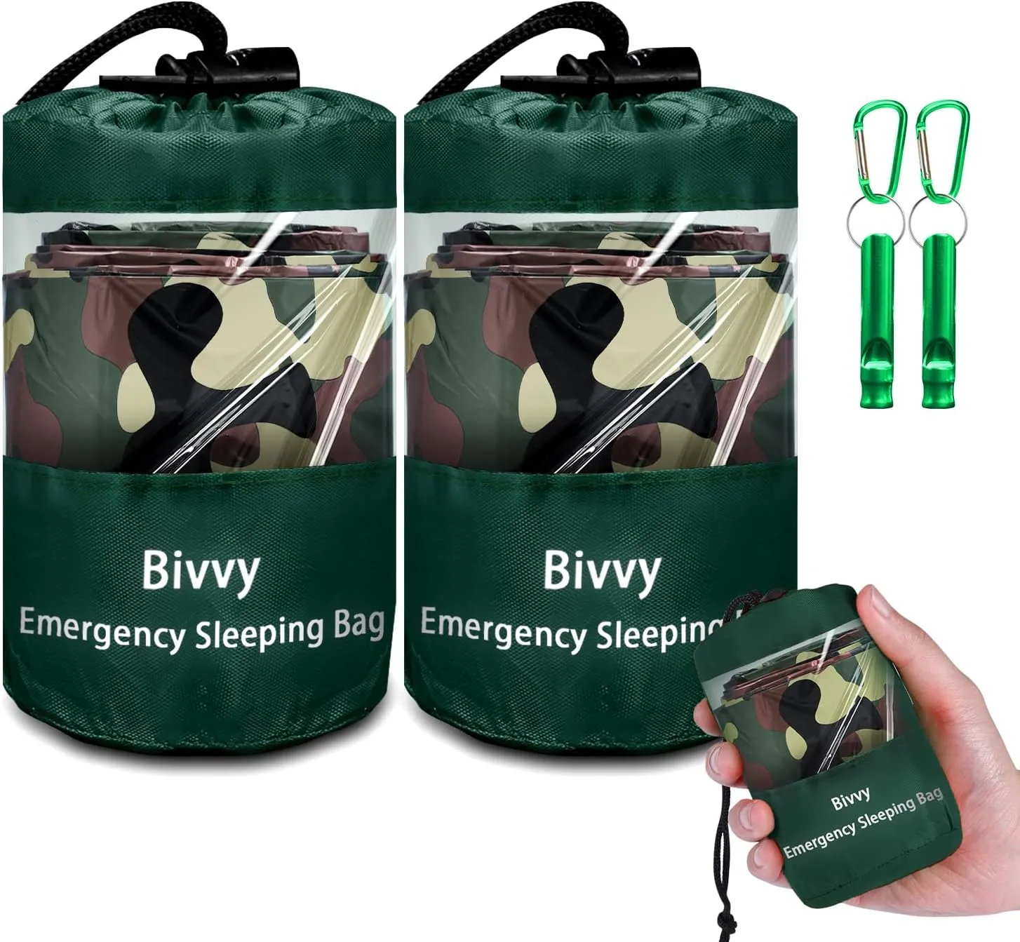 Emergency Sleeping Bag Survival Bag, Cymuber Portable Waterproof Thermal Bivy Sacks Tac Bivvy Bags,Camping Mylar Sleeping Bag Survival Gear Emergency Blankets Survival Shelter