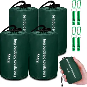 Emergency Sleeping Bag Survival Bag, Cymuber Portable Waterproof Thermal Bivy Sacks Tac Bivvy Bags,Camping Mylar Sleeping Bag Survival Gear Emergency Blankets Survival Shelter