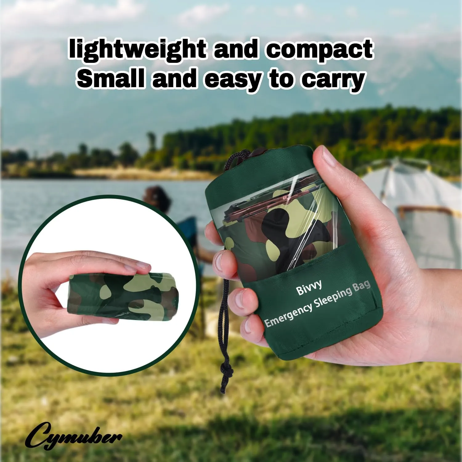 Emergency Sleeping Bag Survival Bag, Cymuber Portable Waterproof Thermal Bivy Sacks Tac Bivvy Bags,Camping Mylar Sleeping Bag Survival Gear Emergency Blankets Survival Shelter