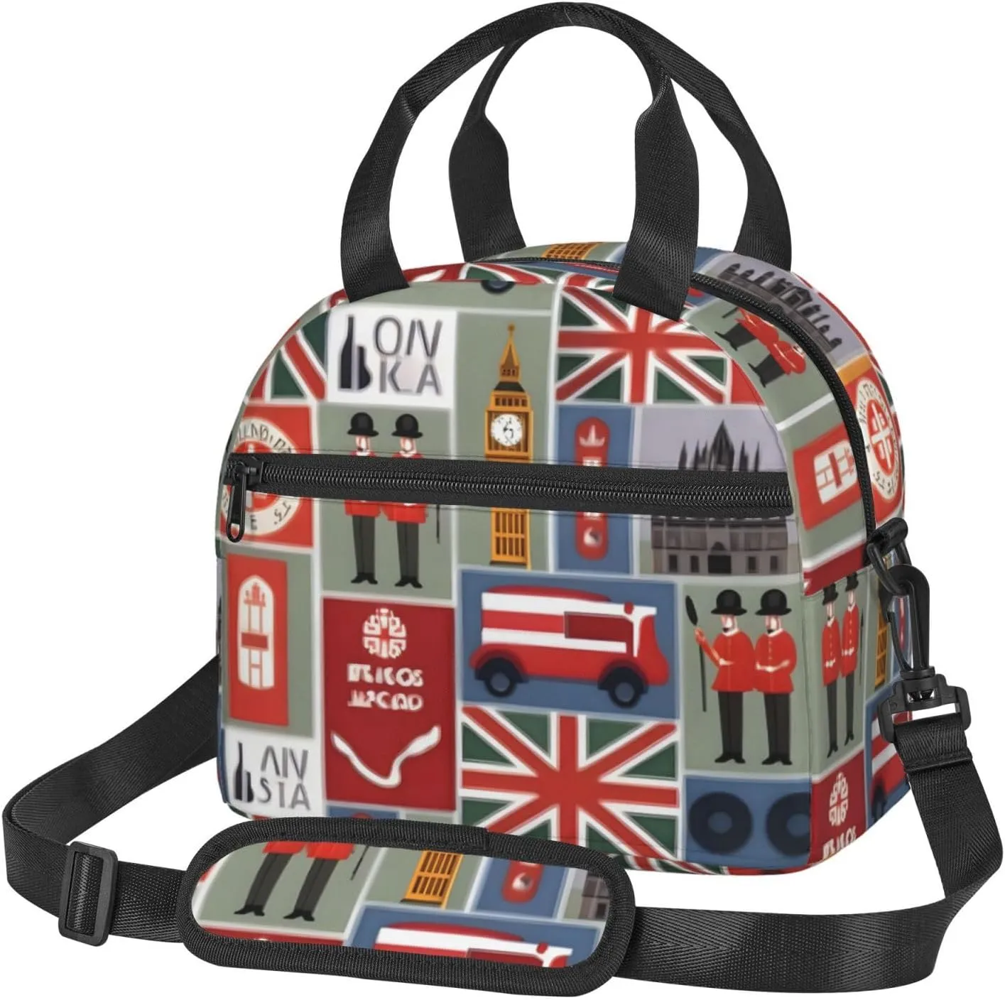 England Symbols Print Crossbody Insulated Lunch Bags For Women Men Cooler Bag Lightweight Waterproof Lunch Box