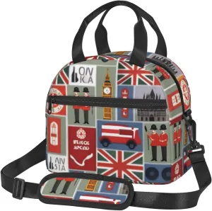 England Symbols Print Crossbody Insulated Lunch Bags For Women Men Cooler Bag Lightweight Waterproof Lunch Box