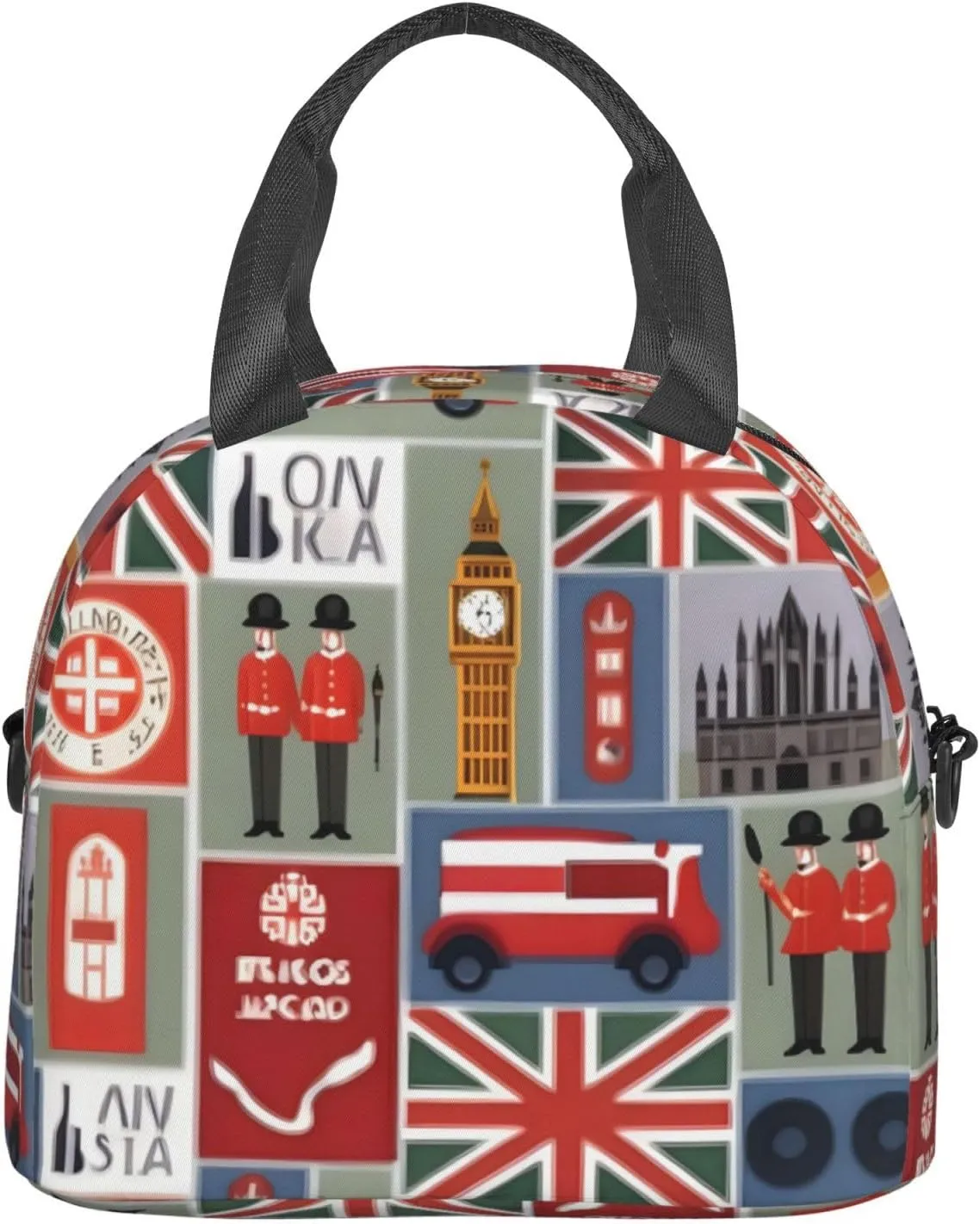 England Symbols Print Crossbody Insulated Lunch Bags For Women Men Cooler Bag Lightweight Waterproof Lunch Box