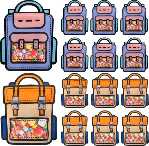 EONSUI 30PCS Plastic Gift Bags with Handles, Cartoon Backpack Bags for Party, Wedding, Birthday, Baby Shower, Bulk Goodie Bags for Candy, Party Favors, Snacks (Mixed Color, Large)