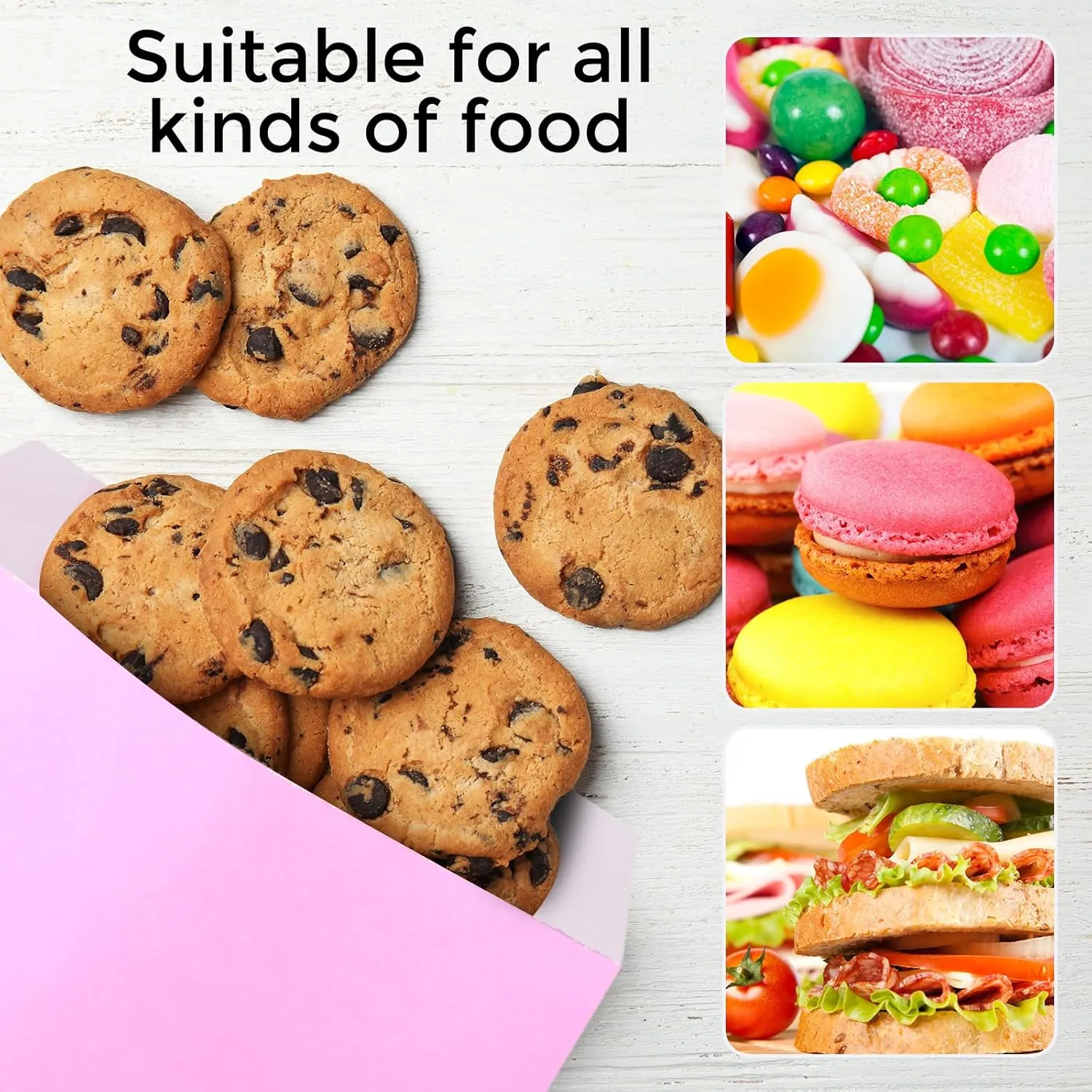 Epakh 500 Pcs Grease Resistant Paper Treat Bags 5. 12 x 7. 09 Inches Paper Cookie Sleeves Bags Glassine Semi Transparent Flat Bakery Sleeves Envelopes for Bakery Candies Chocolate Hand Pie(Pink)