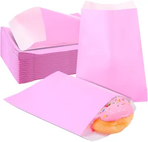 Epakh 500 Pcs Grease Resistant Paper Treat Bags 5. 12 x 7. 09 Inches Paper Cookie Sleeves Bags Glassine Semi Transparent Flat Bakery Sleeves Envelopes for Bakery Candies Chocolate Hand Pie(Pink)