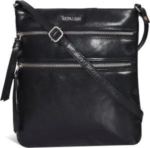 ESTALON Women's Genuine Leather Crossbody Bag With Adjustable Sling Strap - Medium Size Crossover Shoulder Purse