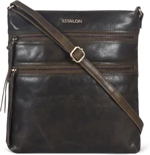 ESTALON Women's Genuine Leather Crossbody Bag With Adjustable Sling Strap - Medium Size Crossover Shoulder Purse