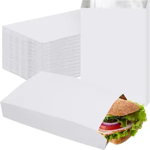 EUSOAR Foil Sandwich Bags, 200pcs 10.3"x6.3"x1.6" White Hamburger Wrappers Bags, Aluminum Foil Grease Resistant Buger Food Storage Packaging Bag Pouch for Hot Dog Bakery Cookies Snacks
