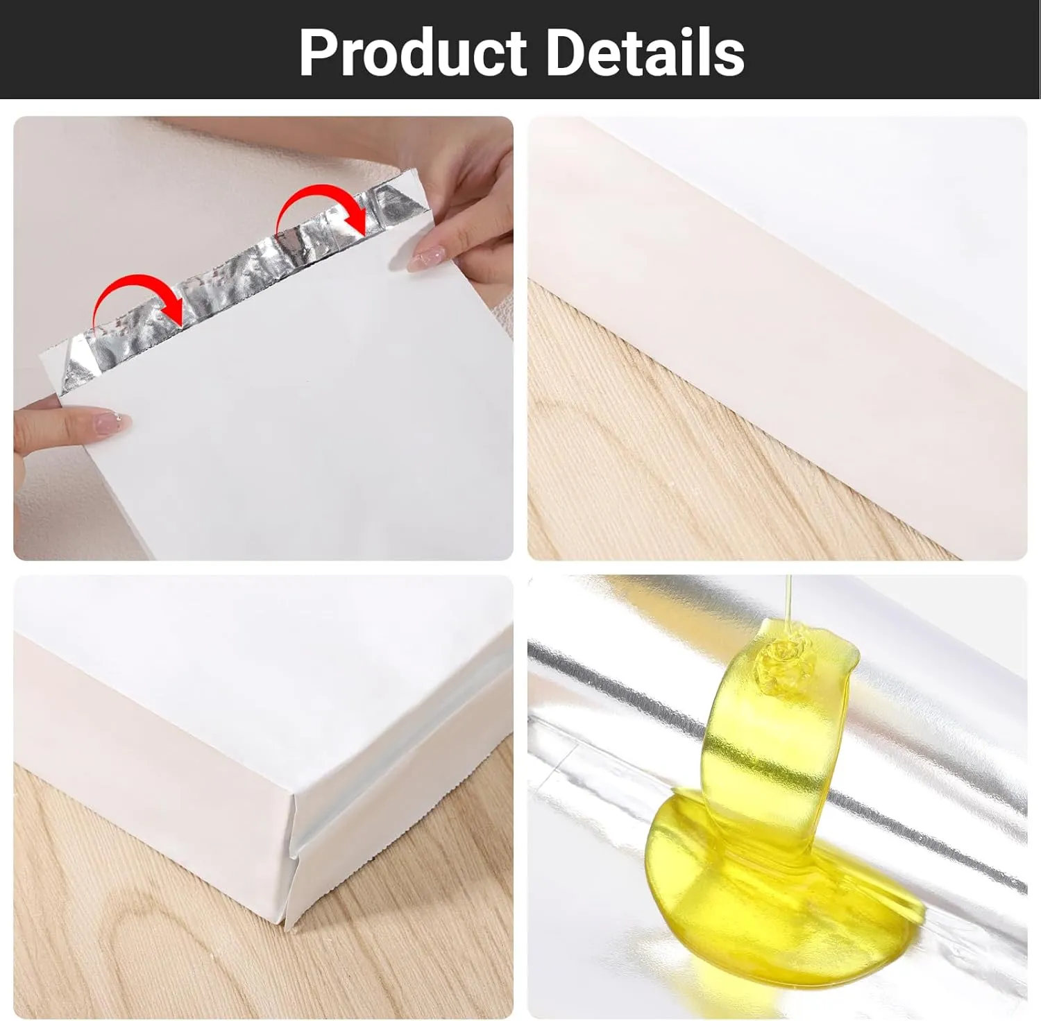 EUSOAR Foil Sandwich Bags, 200pcs 10.3"x6.3"x1.6" White Hamburger Wrappers Bags, Aluminum Foil Grease Resistant Buger Food Storage Packaging Bag Pouch for Hot Dog Bakery Cookies Snacks