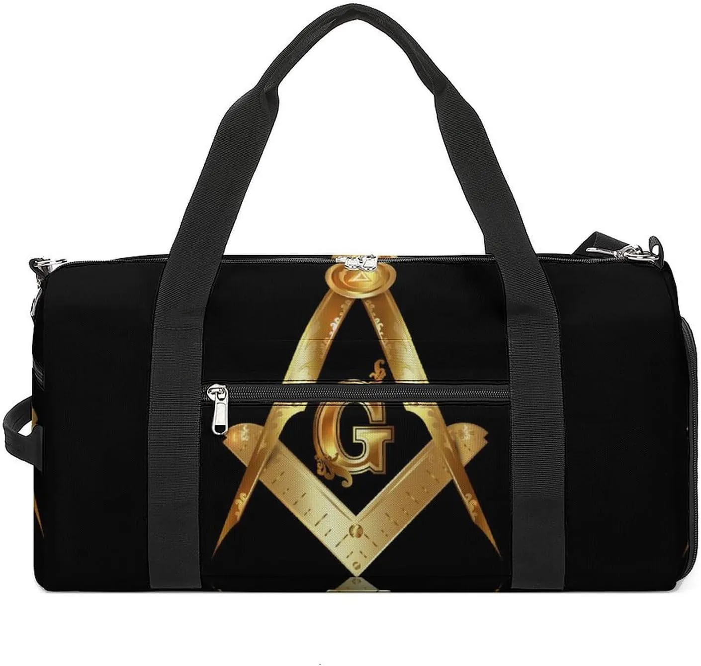 Fashion Overnight Luggage bag Travel Weekender Duffle Bag Sport Beach Yoga bag Compatible with Gold Freemason Freemasonry Masonic
