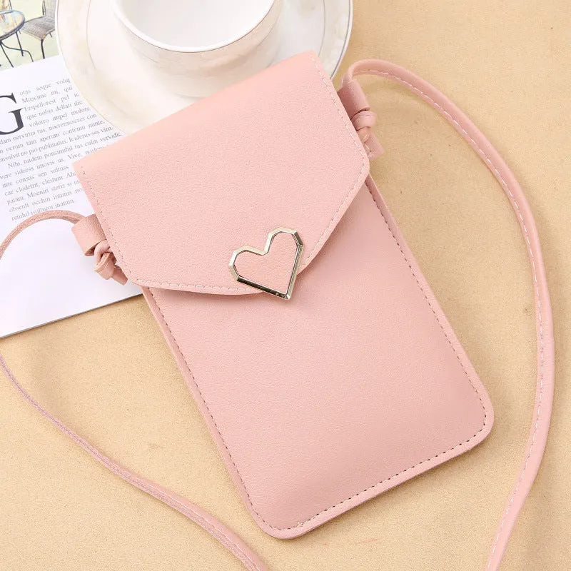 Fashion Transparent Touch Screen Mobile Female Retro Solid Phone Bags