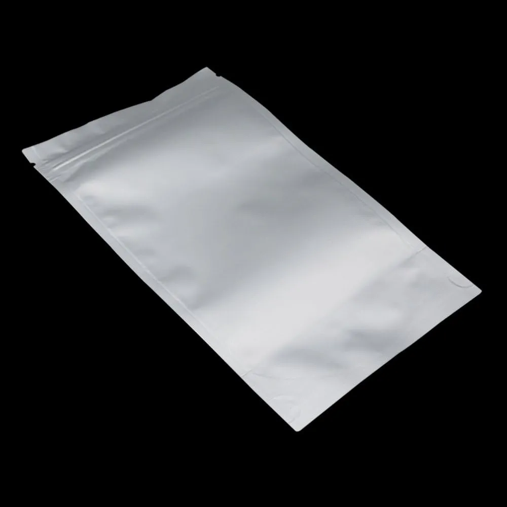 FERENLI 100 Pieces 4.7x7.9 inch Silver Pure Aluminum Foil Stand Up for Zip Mylar Bags Lock Long Term Food Storage Resealable Zipper Lock Bag Heat Seal Airtight Packaging Pouch