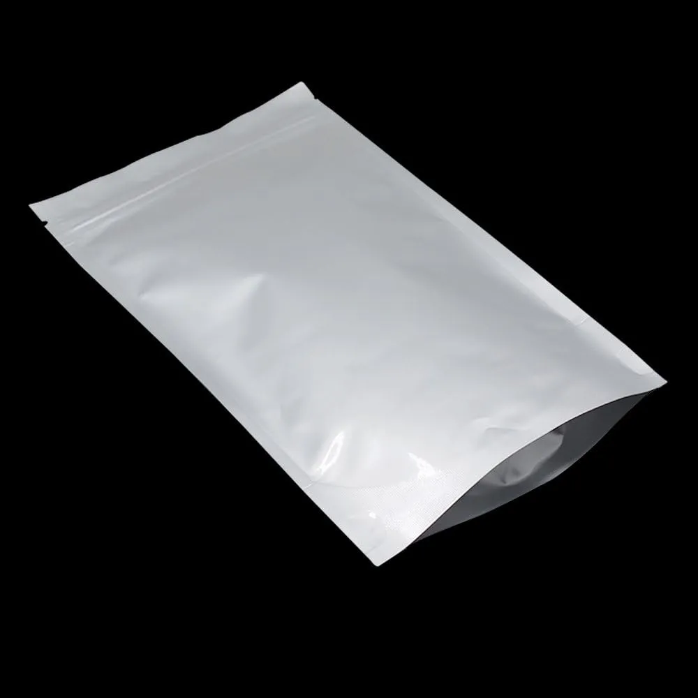 FERENLI 100 Pieces 4.7x7.9 inch Silver Pure Aluminum Foil Stand Up for Zip Mylar Bags Lock Long Term Food Storage Resealable Zipper Lock Bag Heat Seal Airtight Packaging Pouch