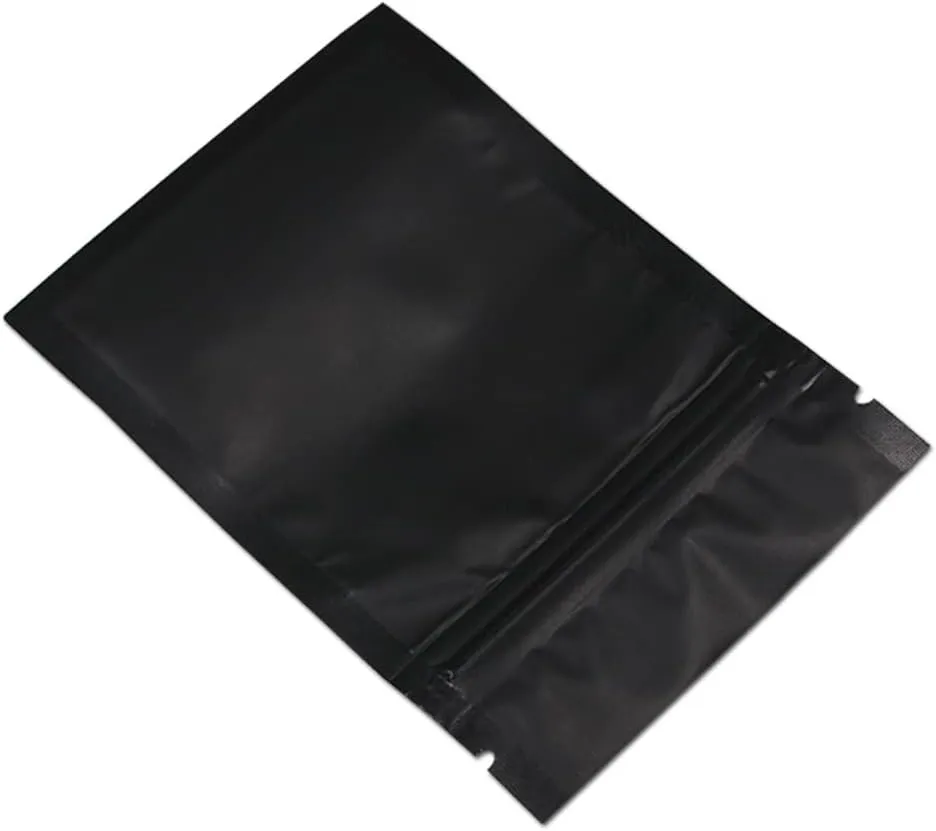 FERENLI 100Pcs Zipper Lock Self Seal Flat Pouch for Zip Aluminum Foil Lock Package Bag Coffee Food Storage Resealable Mylar Bags Heat Sealable Candy Reclosable Bags (10x15cm (3.9x5.9 inch), Black)