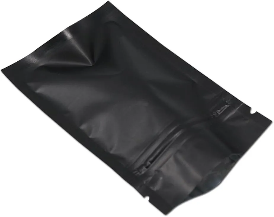 FERENLI 100Pcs Zipper Lock Self Seal Flat Pouch for Zip Aluminum Foil Lock Package Bag Coffee Food Storage Resealable Mylar Bags Heat Sealable Candy Reclosable Bags (10x15cm (3.9x5.9 inch), Black)