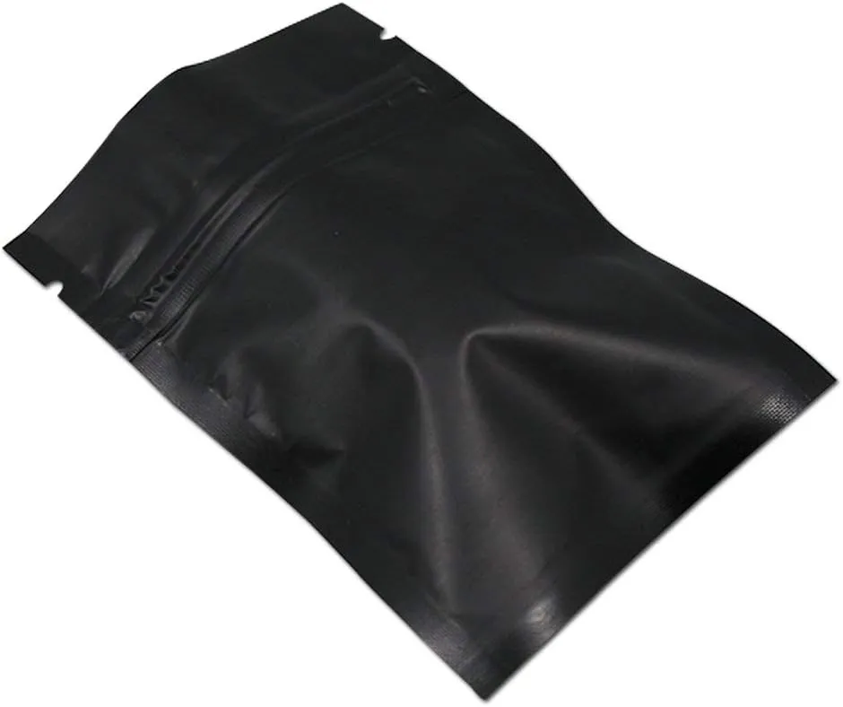 FERENLI 100Pcs Zipper Lock Self Seal Flat Pouch for Zip Aluminum Foil Lock Package Bag Coffee Food Storage Resealable Mylar Bags Heat Sealable Candy Reclosable Bags (10x15cm (3.9x5.9 inch), Black)