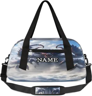 Ferocious Monster Animal Print Personalized Kids Duffel Bag Custom Gym Sports Duffle Bag Teen Travel Gymnastic Weekender Overnighter Bag Carry on Toe Bag for Boys & Girls