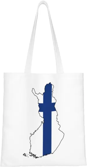 Finnish Flag Map print Canvas Tote Bag for Women,Womens Purse Handbags for Travel Beach Nurse College Gift