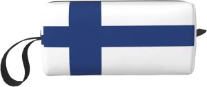 Finnish flag print Large Capacity Travel Makeup Case Organizer Makeup Bag Portable Cosmetic Bag For Women