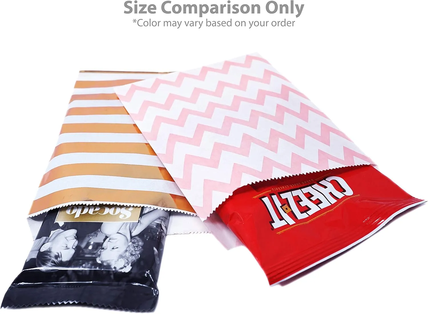 Food Safe Biodegradable Paper Candy Favor & Treat Bags for All Parties - 48 Count Assorted, 7x5 Size (Pink, Gold Foil)