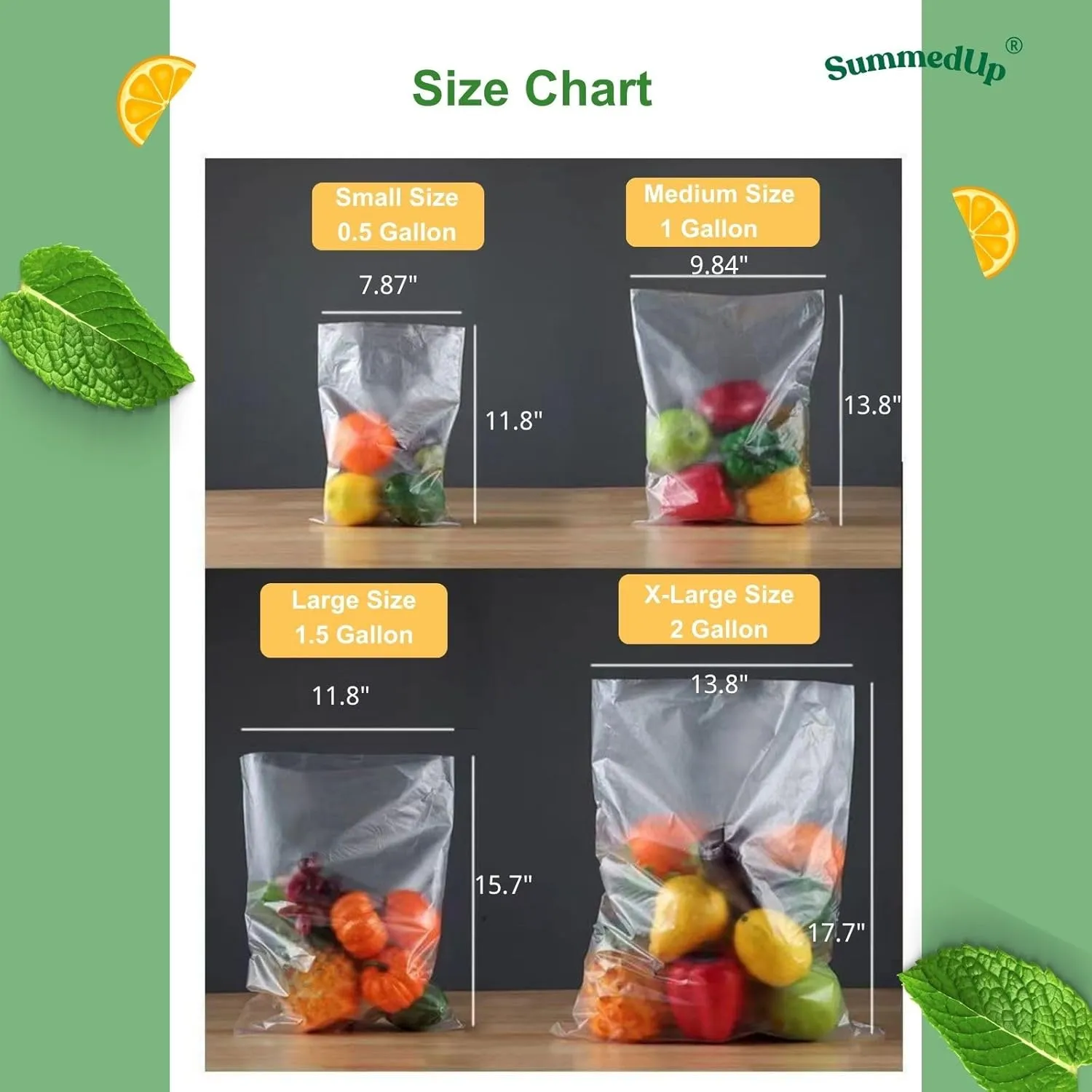 Food Storage Bags 8" x 12" 1/2 Gallon Clear Plastic Bag Roll Food-grade Plastic Produce Bag roll for lunches, Freezer & Oven-Safe PE bags for Kitchen Use , Fruits, Meat, Sandwich Bags 620/Roll