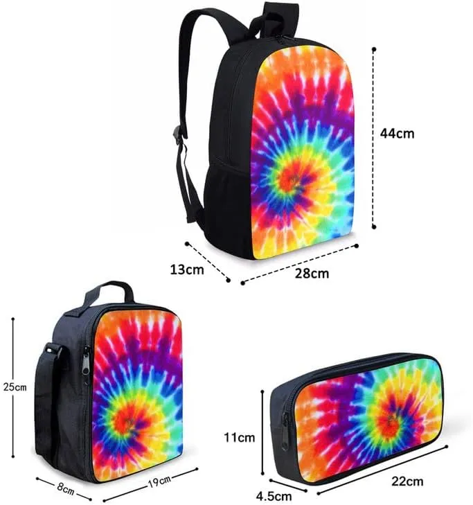 Forest Ink Wash Hand Drawing 3 in 1 School Bags Set Backpacks With Landspace Wash Drawing Lunch Bags and Pencil Case for Teens Students Boys Girls