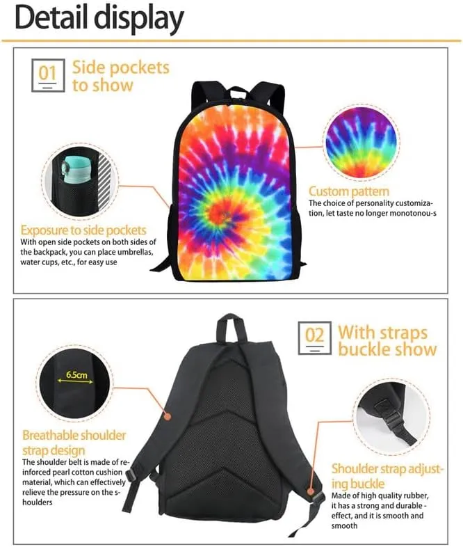 Forest Ink Wash Hand Drawing 3 in 1 School Bags Set Backpacks With Landspace Wash Drawing Lunch Bags and Pencil Case for Teens Students Boys Girls