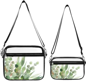 Fresh Sage Green White Transparent Cross Bag Two-piece Set, Fashionable Transparent Bag