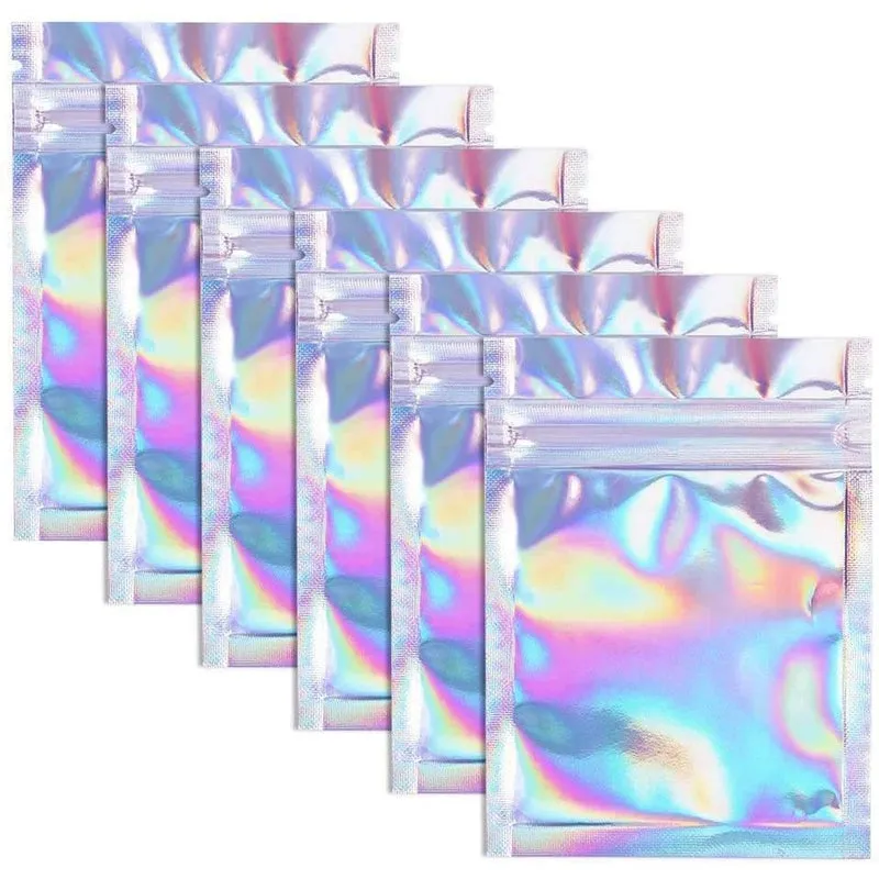 Fresherpack Holographic Rainbow Aluminium Mylar Foil Zip Lock Bags - 10cm x 15cm - 4 inch x 6 inch