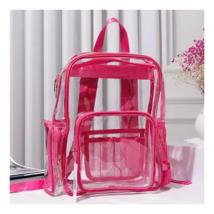 Fuchsia Clear Transparent School Backpack Bag