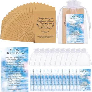 Fumete 300 Pack Funeral Favors Set 100 Self Adhesive Kraft Seed Envelopes 100 Funeral Prayer Cards 100 Organza Bags for Loss of Loved One(Classic Style)