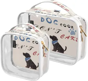 GAIGEO Blue Cute Dog DOG NOT CAKE Clear Makeup Bag Set, Travel Clear Bag Tsa Approved, Toiletries Bag for Women, 2 Pack