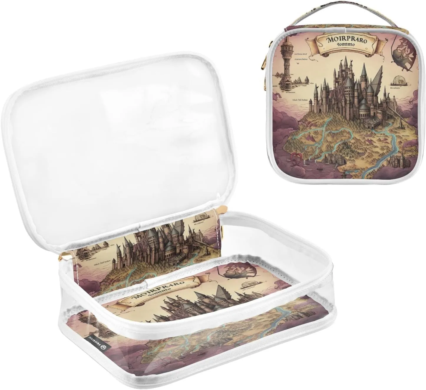 GAIGEO Vintage Legend Map Makeup Clear Travel Bag, Clear Bags for Travel, Ladies Cosmetic Bag, 2 Pack