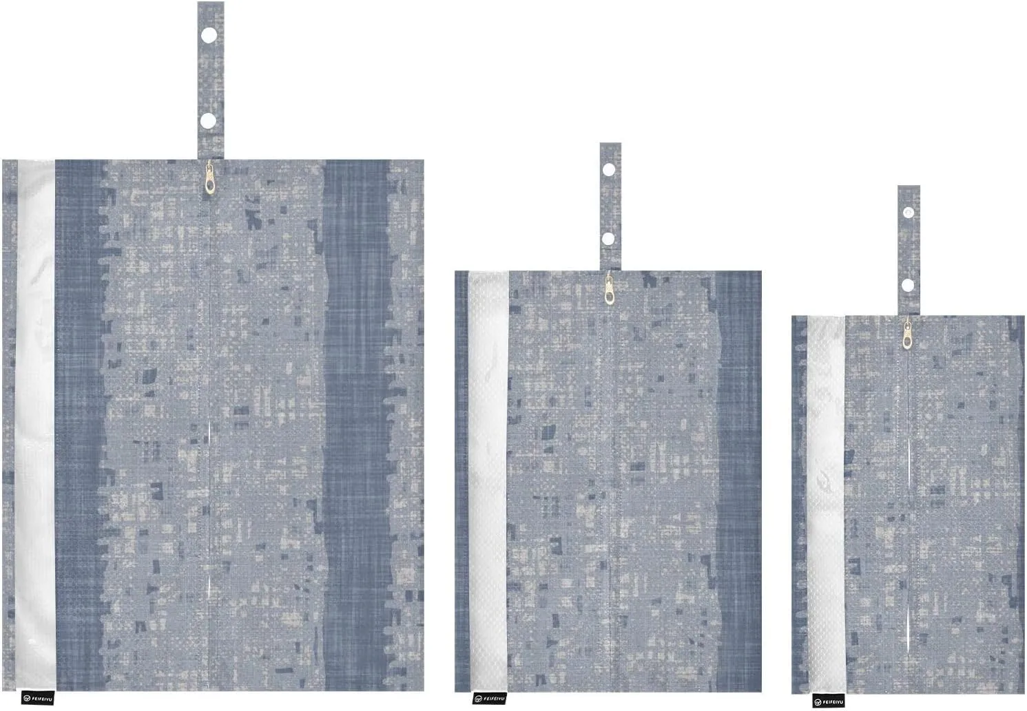 Garment Bag Closet Storage, Luggage Space Saver, Blue Stripe, Waterproof, 3 Set Travel Packing Cubes For Suitcases, Luggages Management Personnel