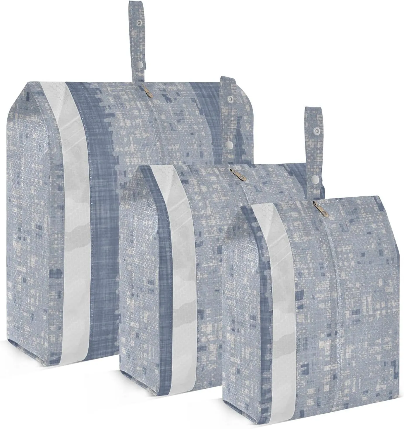 Garment Bag Closet Storage, Luggage Space Saver, Blue Stripe, Waterproof, 3 Set Travel Packing Cubes For Suitcases, Luggages Management Personnel