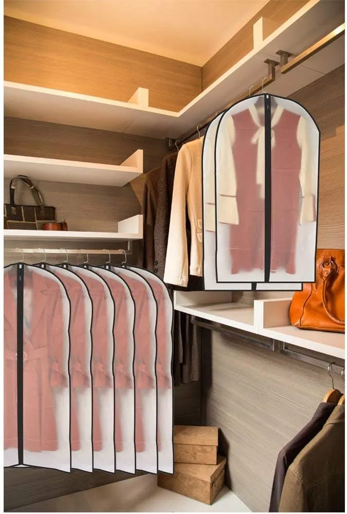 Garment Bags for Hanging Clothes Black Side Breathable Suit Covers for Closet Clear Full Zipper Bags for Suits Clothes Storage (24'' x 48'', Black   Balls)