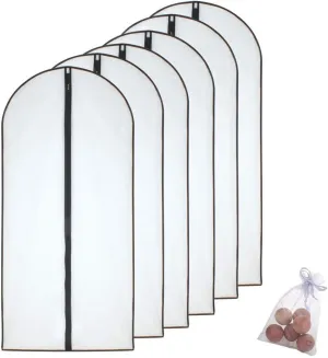 Garment Bags for Hanging Clothes Black Side Breathable Suit Covers for Closet Clear Full Zipper Bags for Suits Clothes Storage (24'' x 48'', Black   Balls)