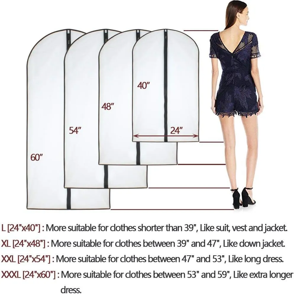 Garment Bags for Hanging Clothes Black Side Breathable Suit Covers for Closet Clear Full Zipper Bags for Suits Clothes Storage (24'' x 48'', Black   Balls)