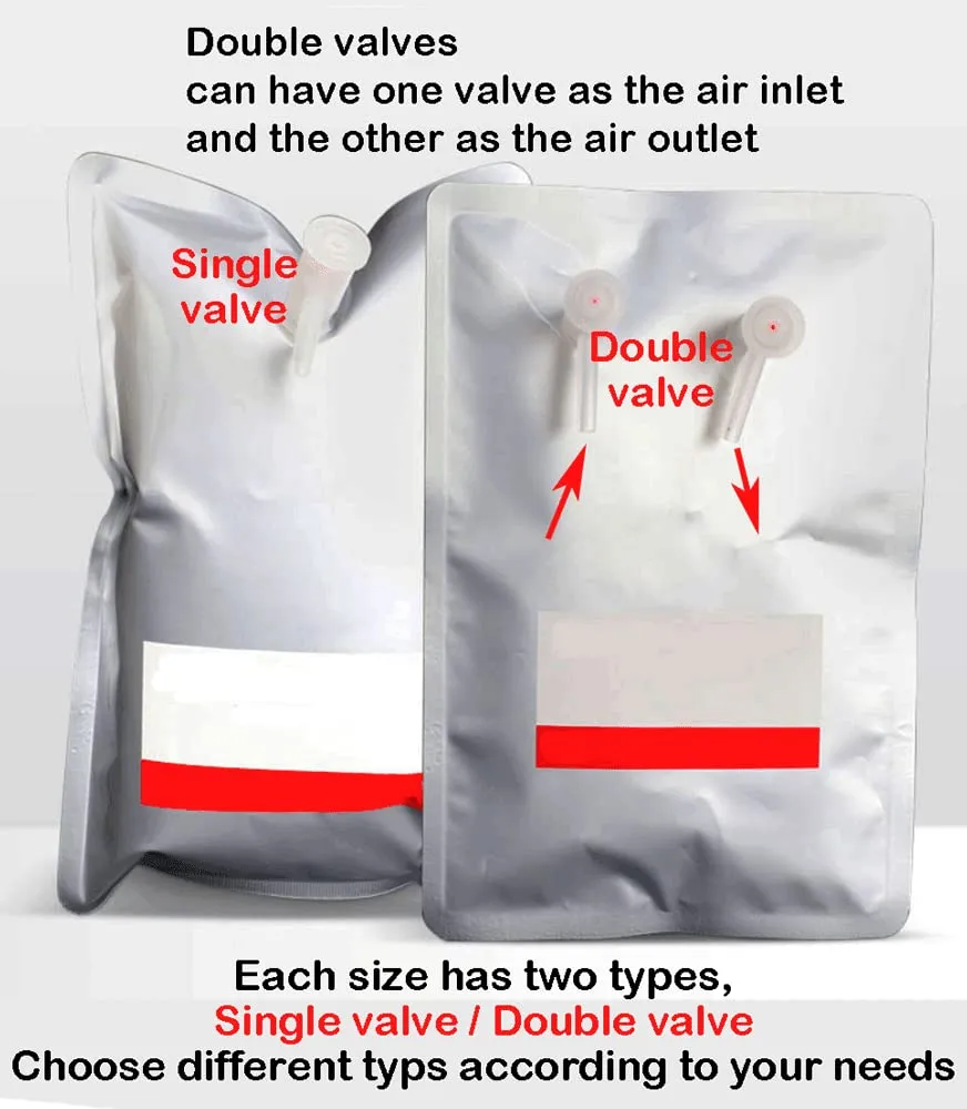 Gas Sampling Bags with Single/Double Valve, 30mL~500mL, PTFE Aluminum Foil Air Bag, Gas Collection and Storage Bag, Keep Gas Away from Light - 5Pcs (100ml, Single Valve)