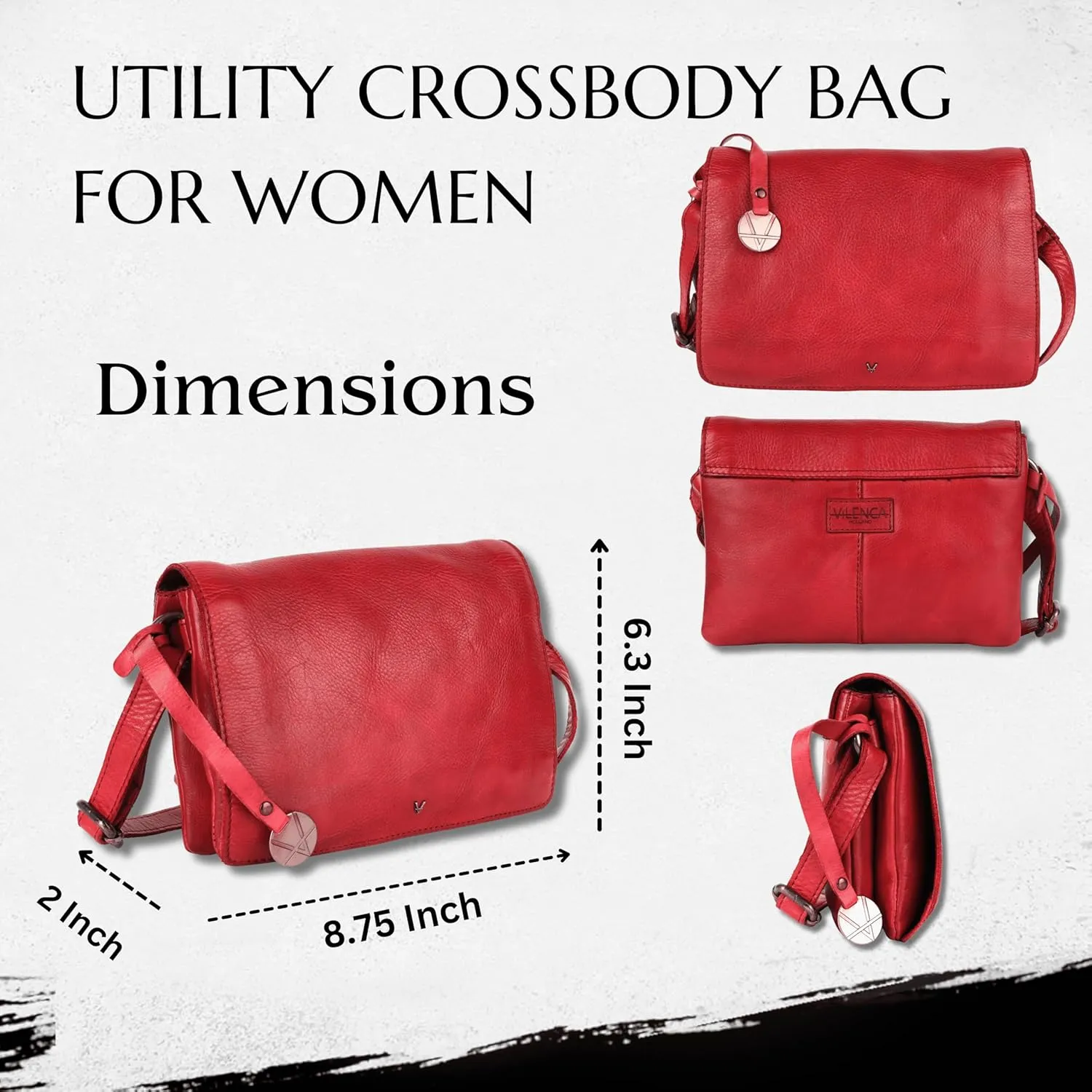 Genuine Italian Leather Small Crossbody Sling Bag – Trendy Casual Office Bag with Adjustable Strap