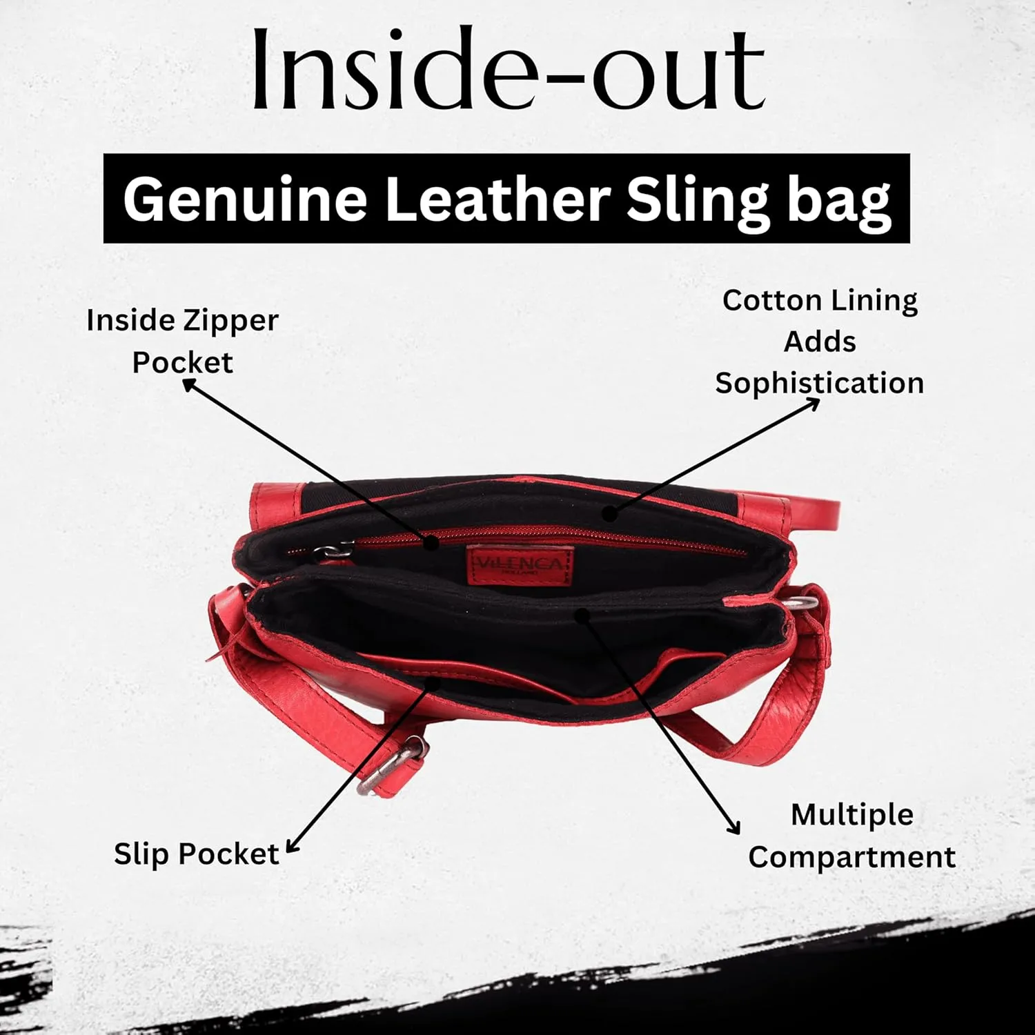 Genuine Italian Leather Small Crossbody Sling Bag – Trendy Casual Office Bag with Adjustable Strap