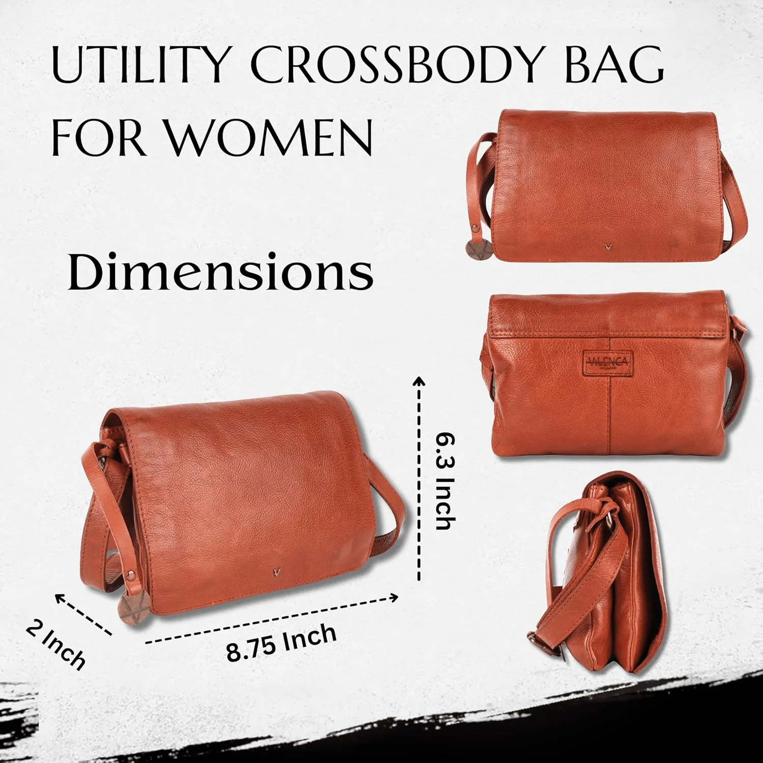 Genuine Italian Leather Small Crossbody Sling Bag – Trendy Casual Office Bag with Adjustable Strap
