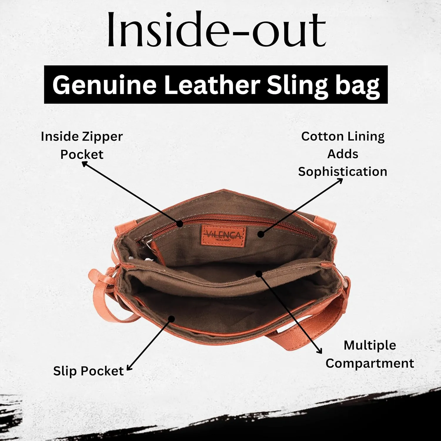 Genuine Italian Leather Small Crossbody Sling Bag – Trendy Casual Office Bag with Adjustable Strap