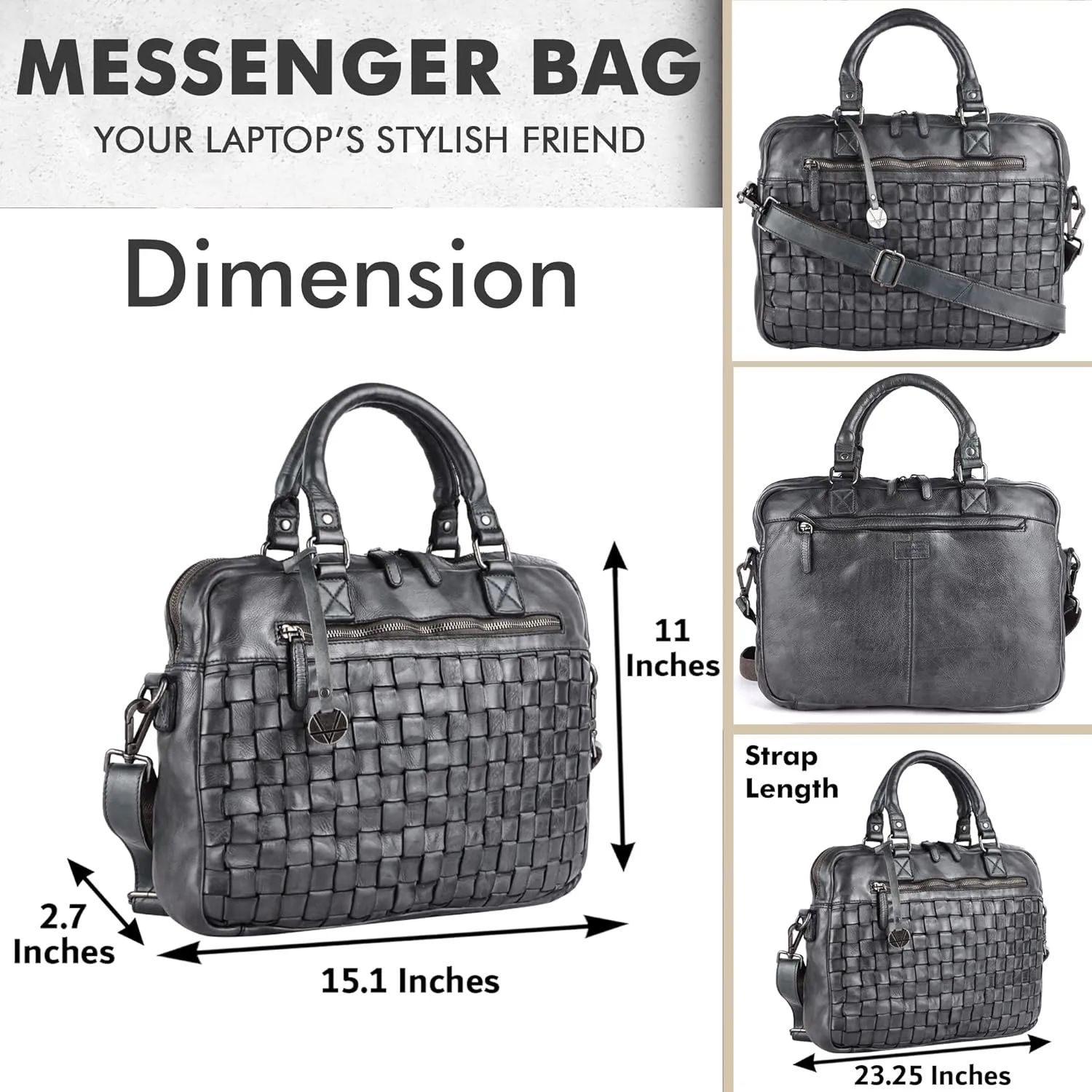 Genuine Leather Laptop Bag For Men 15 Inch, Messenger Bag For Women