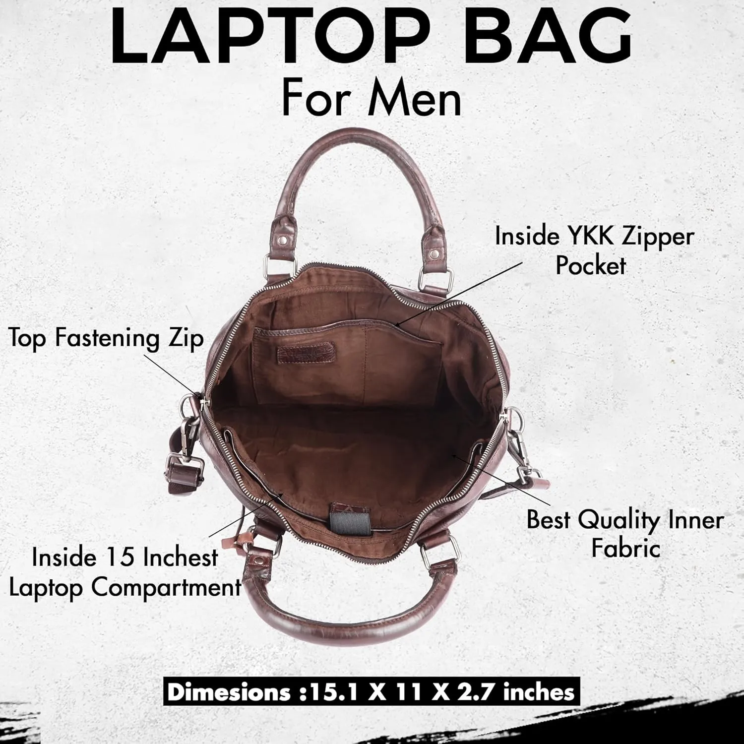Genuine Leather Laptop Bag For Men 15 Inch, Messenger Bag For Women